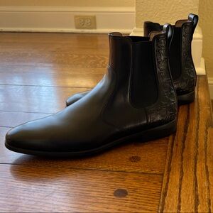 Salvatore Ferragamo Black Leather Men's Chelsea Boots